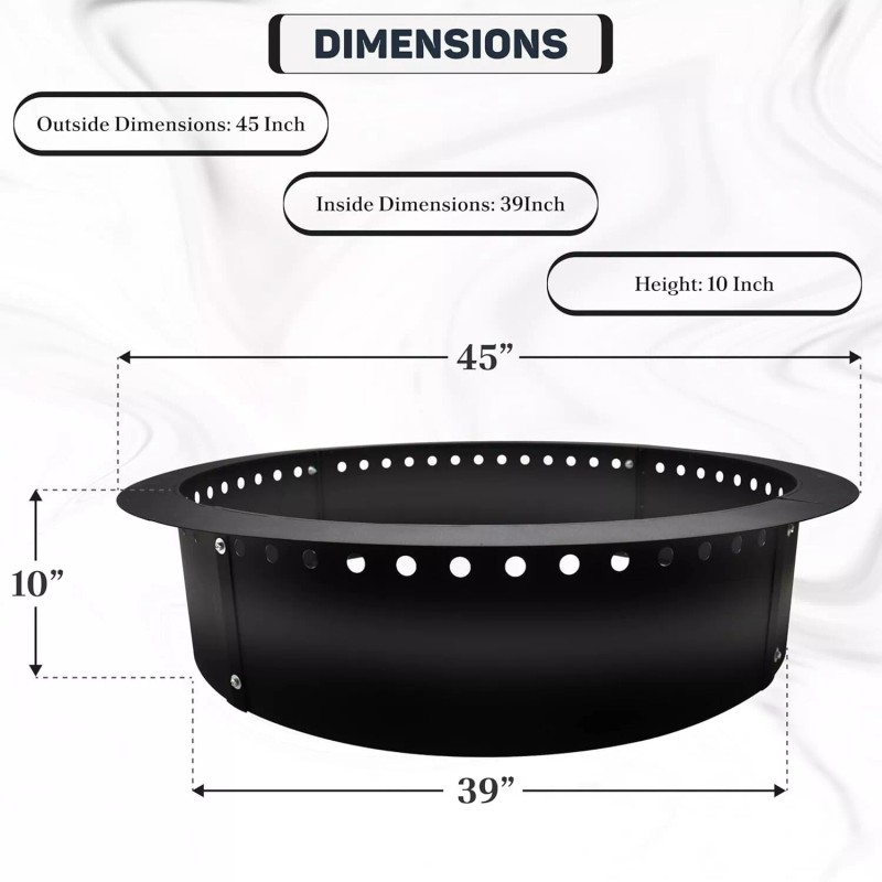 FEBTECH Smokeless Firepit Ring 45" OD & 39" ID for
