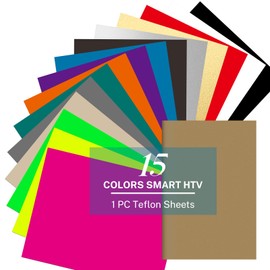 HAWERSI 16Pcs Smart Iron on Vinyl Bundle 9.5in x 12in for Cricut Joy Xtra,Quick Matless Cutting,Heat Transfer Vinyl for T-Shirts,Apparel,Backpack & Home Decor,15 Colored HTV Vinyl with 1 Teflon Sheet