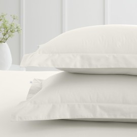 Bianca 200 Thread Count Cotton Percale Oxford Pillowcase Pair Cream