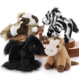 MorisMos Cute 4-Piece Horse Cuddly Toy Set, Soft Kawaii 25 cm Small Plush Horse, Decorative Doll Pony Soft Toy, Horseteddy Gift Children Baby