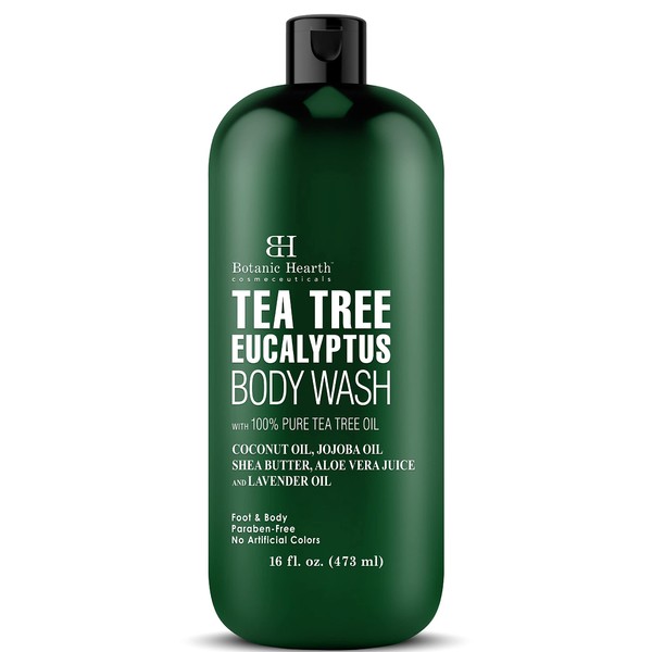 Botanic Hearth Eucalyptus Tea Tree Body Wash, Helps with Nails, Athletes Foot, Ringworms, Jock Itch, Acne, Eczema & Body Odor, Soothes Itching & Promotes Healthy Skin and Feet, 16 fl oz