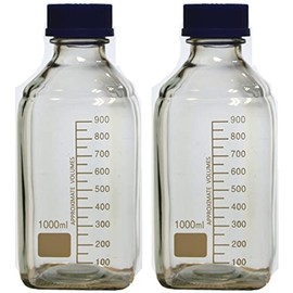 Karter Scientific 1000ml Square Media Storage Bottle with Screw Cap, 254Q2 (Pack of 2)