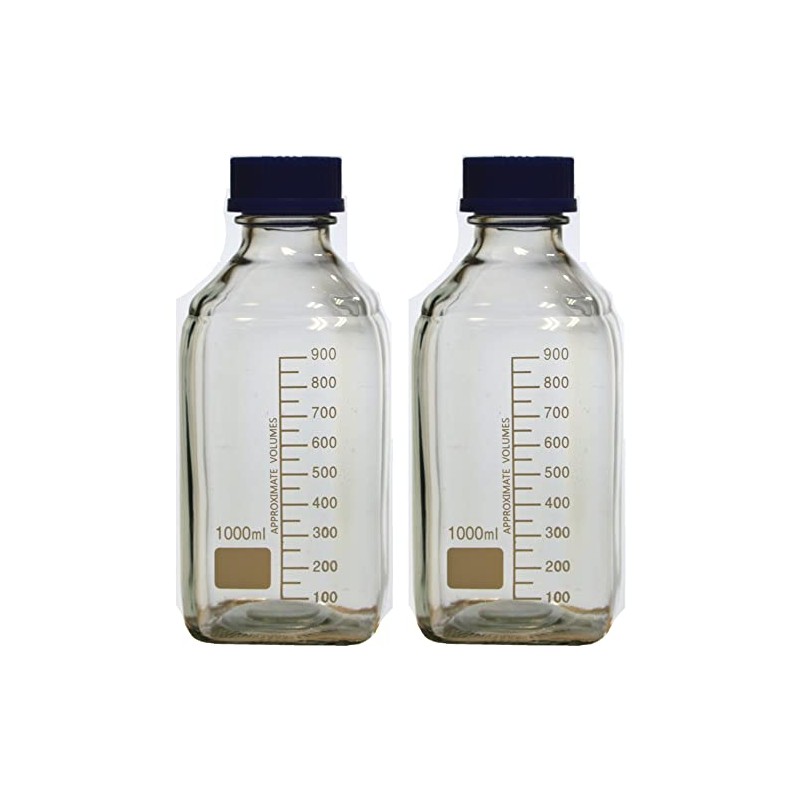Karter Scientific 1000ml Square Media Storage Bottle with Screw Cap,