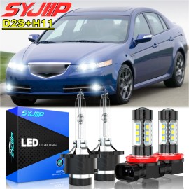 Syjiip For Acura TL 2007-2008 HID Headlight High/Low Beam led Fog Light Bulbs Kit