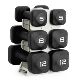 Tone Fitness 50 LB Neoprene Dumbbell Set with Storage Rack – Non-Slip, Anti-Roll Hand Weights for Home Gym Workouts - Black