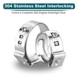LOKMAN 50 Pack 3/8 Inch PEX Cinch Clamps, Stainless Steel Cinch Crimp Rings Pinch Clamps for PEX Tubing Pipe Fitting Connections(3/8 In)