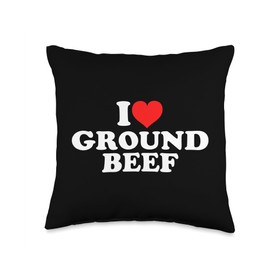 I Love Ground Beef Throw Pillow, 16x16, Multicolor