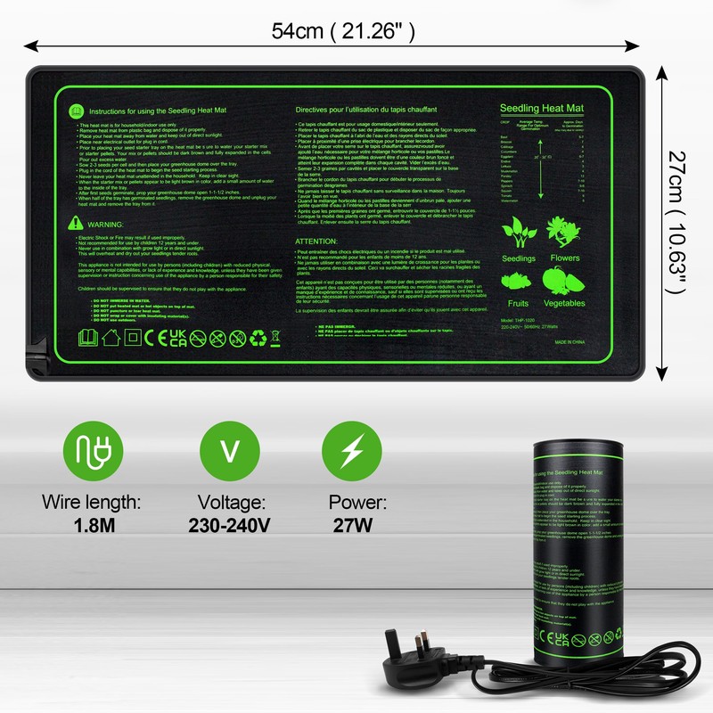 Hyindoor 2 Pack Seedling Heat Mat Heated Propagator Durable Waterproof