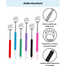 6 Piezas Rascador De Espalda, Manita Rascadora Espalda Con Mangos De Goma Suave, Herramienta De Masaje Corporal Extensible De Acero Inoxidable, Para Adultos Mayores, Embarazadas, Viajes Y Oficina