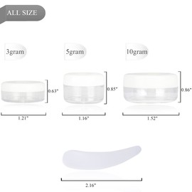 50PCS 3 Gram Sample Containers, 3ml Empty Jars with Lids, Small Cosmetic Containers, Mini Sample Jars with 4PCS Mini Spatulas for Make Up, Oils, Lotion, Powder, Paint, Jewelry, Lip Balms(White Lid)