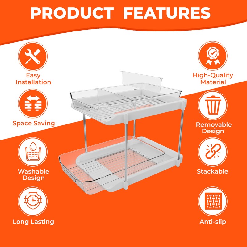 TOPITOP 2 Pack of 2 Tier Under Sink Storage Organizer