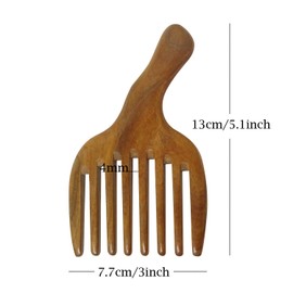 "Honbay Wide Tooth Green Sandalwood Hair Comb Massage Comb, Made of One Whole Piece of Natural Green Sandal Wood"