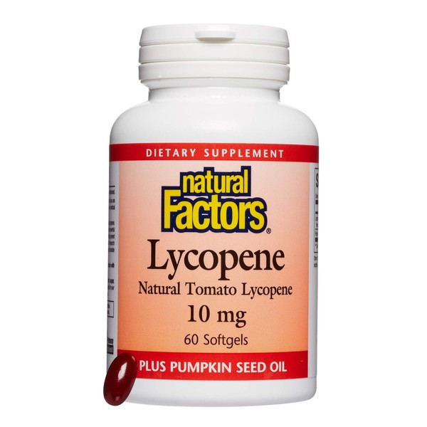 Natural Factors, Lycopene 10 mg, Antioxidant Support to Help Reduce Free Radical Damage with Pumpkin Seed, 60 softgels (60 servings)