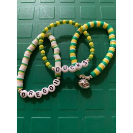Unbranded Oregon Ducks 3 Piece Womens Bracelet Set - Football Charm
