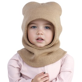 YATEEN Baby Winter Hat Scarf Set Kids Warm Windproof Knit Hood Fleece Hat Khaki