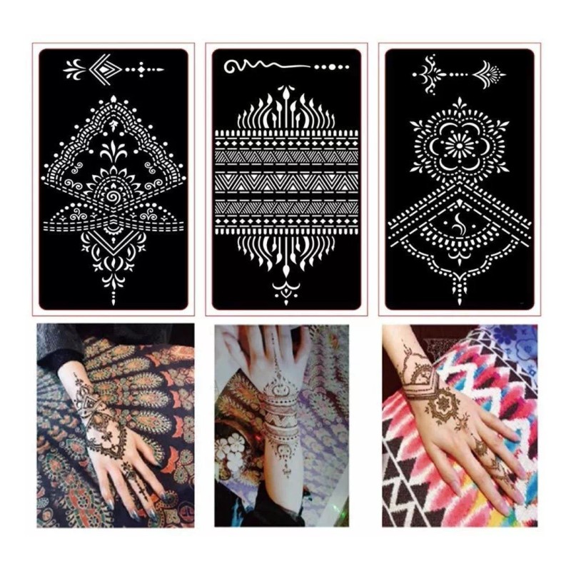 Xmasir Henna - Plantillas De Tatuaje Temporales Con Purpurin