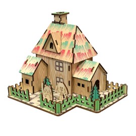 MPIUET 3D Wooden Puzzle for Adults, Forest Little House Model Kits to Build, Log Cabin 3D Puzzle, Wooden Country Cottage Building Model, 6.5"*5.4"*5.7", Tabletop Decoration