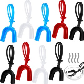 Dunzy 10 Pcs Strapped Mouth Guard Sports Moldable Strap Mouth Guard Football Mouthguard Adult Youth Mouthpiece Protector for Basketball Hockey Wrestling (Muticolor)