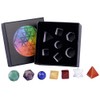 mookaitedecor 7 Chakra Crystal Platonic Solids Sacred Geometry Set, Polished