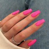 Uñas postizas de gel rosa intenso, largas y cuadradas, uñas