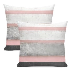 AEIOAE Pink Grey Pillow Covers 18x18 Set of 2 Beige Abstract Art Painting Striped Decorative Throw Pillow Covers Cotton Square Modern Cushion Case for Home Couch Sofa Outdoor