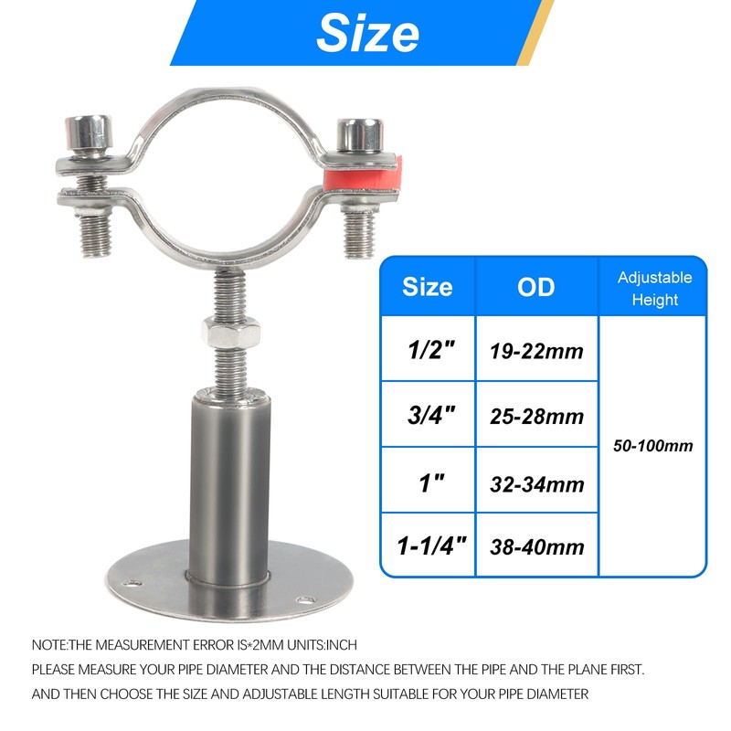 Kodilin 4PCS 304 Stainless Steel Wall Mount Ceiling Mount Pipe