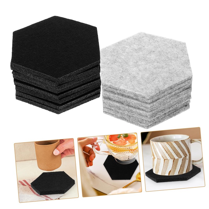 Operitacx 2 Sets Felt Coasters for Cups Thickened Heat Insulated