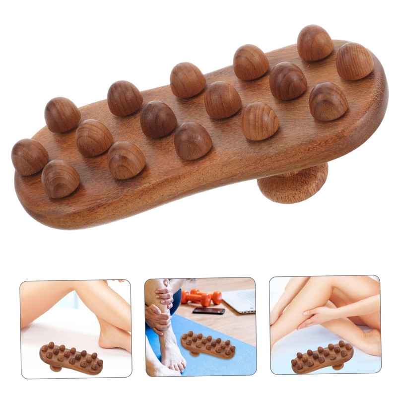 Healeved Wood Acupoint Massage Brush Handheld Body Therapy Tool for