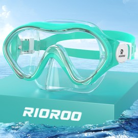 RIOROO Children's Diving Goggles, Swimming Goggles for Boys Girls Teenagers, Snorkel Mask with Nose Cover, Anti-Fog, Anti-Leak Diving Mask, 180° Panorama HD Swimming Mask for Children 4-14 Years