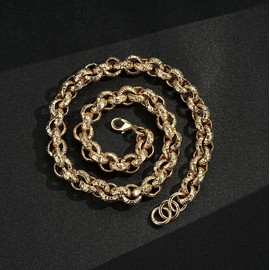 THE BLING KING Premium 15mm Gold Plated & Bonded Leopard Print Belcher Chain – Waterproof 9ct Gold Plated, 24 Inches, Bold Design, Weighs 310g