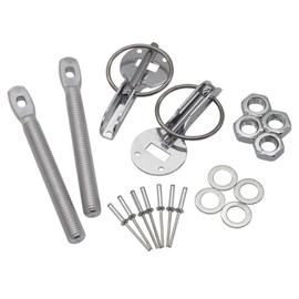 Azure Universal Lightweight Aluminum Hood Pin Bonnet Pin for Competition Racing, Sports Car, Set of 2, Silver, Silver