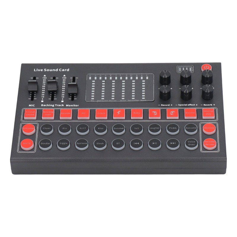 Voice Changer Sound Board LED Display Noise Reduction Bluetooth Dual