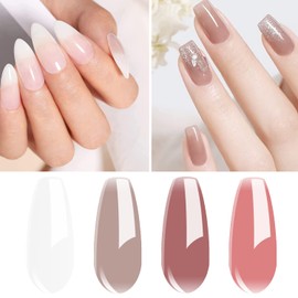 Vishine 4 Colours Gel Nail Polish Semi-Permanent Transparent Milky White Natural Nail Polish Pink White Milky Transparent Crystal Soak Off UV LED Gel 8 ml