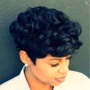 MOONSHOW Black Pixie Cut Wig Short Pixie Wigs for Women