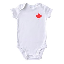 3-Piece Canada Baby Set, Custom Handmade Baby Canada Maple Leaf Bodysuit, Pants and Hat Set L3 (6M, Short Sleeve W/R)