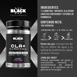 Black Supplements Cla  Carnitina 1kg 100servs Moras                                                                                                   