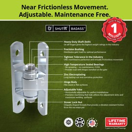 D&D Technologies CI3700 Shut It® Original Bolt-On Heavy Duty Industrial Metal Gate Hinge, Bolt onto The Gate (Sold as a Single Hinge)