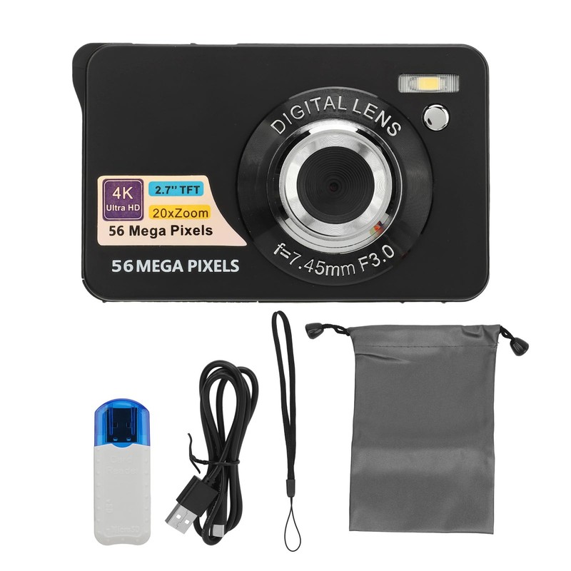 56MP Digital Camera, 2.7in 20X Zoom Camera, 4K Vlogging Camera