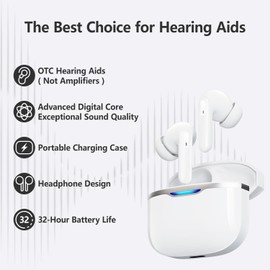 Ruord OTC Hearing Aids,Featuring Noise Cancelling, Volume Control, and Rechargeable Functionality with Portable Charging Case - Experience Clearer Sound with Advanced Hearing Aids for Seniors (White)