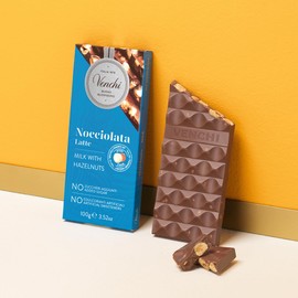 Venchi - NO Added Sugar Milk Hazelnut Bar, 3.52 oz - NO Artificial Sweeteners - With Whole Piedmont Hazelnuts - Gluten Free