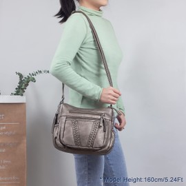 VOLGANIK ROCK Ladies Handbag Soft PU Leather Crossbody Bag for Women Lightweight Shoulder Bag Multi Pockets Crossbody Handbag for Women Ladies