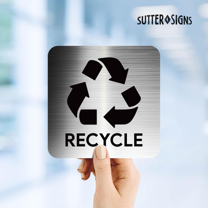 Recycle and Trash Adhesive Signs for Kitchen Trash Cans, Recycling