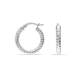 LeCalla 925 Sterling Silver Small Hoop Earrings for Women Diamond-Cut Classic Italian Design Earring Hoops for Women 20MM