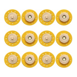 sourcing map 6 Pcs Leather Snaps Buttons, Magnetic Purse Snap Clasps Bag Fastener Clasp for DIY Bags Clothes Accessories Hand Sewing, Yellow (Round)