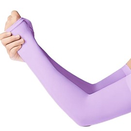 WEAREWE Sun Protection Cooling Arm Sleeves with Thumb Holes Sports Outdoors Gardening Drive Workouts Sunscreen Arm Sleeves for Women, Men & Kids Light Purple