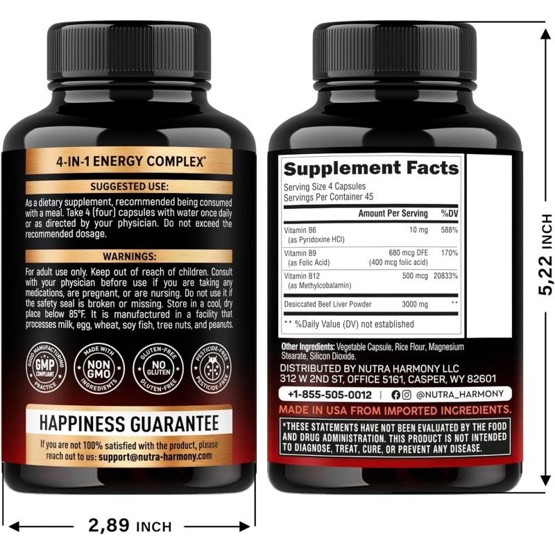 Beef Liver Capsules 3000 mg - Organic Desiccated Beef Liver
