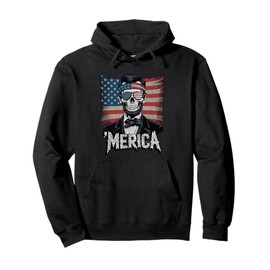 Abe Lincoln Skull USA Flag Bandana Sunglasses 4th of July Pullover Hoodie