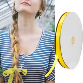 3/8 Inch Gold Satin Ribbon Hair Accessories, 100 Yards Craft Curling Ribbon Roll for Gift Wrapping, Ruban Emballage Cadeau Decor Strip for Wedding Invitation Balloons Valentine's Day Bouquets