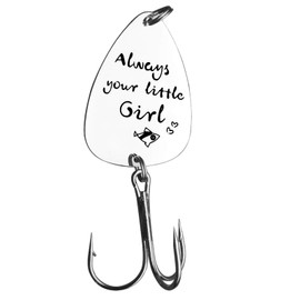 Father's Day Birthday Gift for Dad Daddy Father Grandpa Fishing Hook Gift for Father of The Bride Wedding Gift Engraved Always Your Little Girl Stainless Steel Fishing Lure,Great Gift for Fisherman