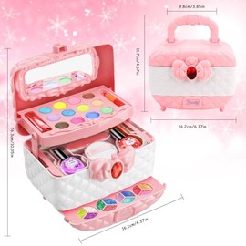 KIDS CHOICE Set de Maquillaje para Niñas 43 Pzs,Pinturas Lavable,4-12 Años | Kit de Estuche de Cosméticos Incluye Sombra de Ojos,Pintalabios,Juego de 